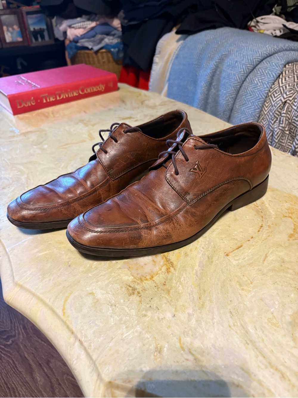 Louis Vuitton Brown Leather Oxford Lace-Up Shoes